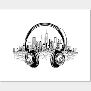 Music Headphone City Rhyme Wonderful Vibes Vector Graphic Posters and Art